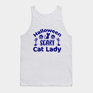 Scary cat lady - Blue color Tank Top